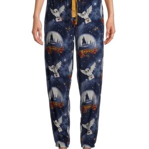 New Harry Potter Ladies Sleep Jogger w/ Elastic Waist - Navy and Gold